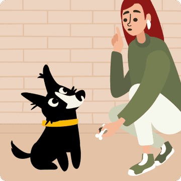 dog training hand signal for quiet